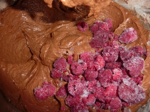 Add in the frozen raspberries! (Crushed up or whole!)