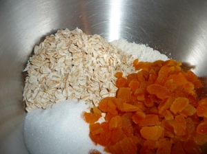 Apricots, oats, sugar and flour