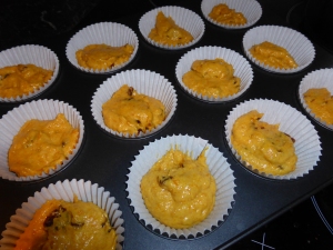 divide mixture into muffin pans